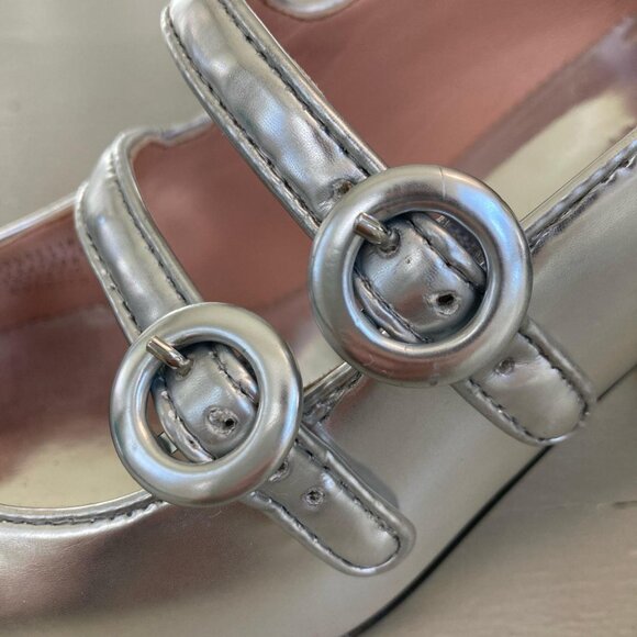 J.crew Maisie Double-Strap Silver Metallic Maryjane Heels 7.5 - Picture 3 of 8